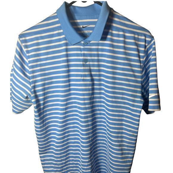 Nike Other - Nike Dri-Fit Light Blue and white‎ stripes  Golf Polo size Med.